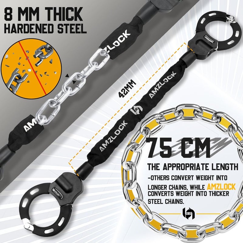 AMZLOCK Electric Scooter Lock Anti Theft, Scooter Accessories, Heavy Duty 5/16" Chain Lock 29.5" with Scooter Bag, for Scooter, Motorcycle, Electric Bike, Gate - Image 2